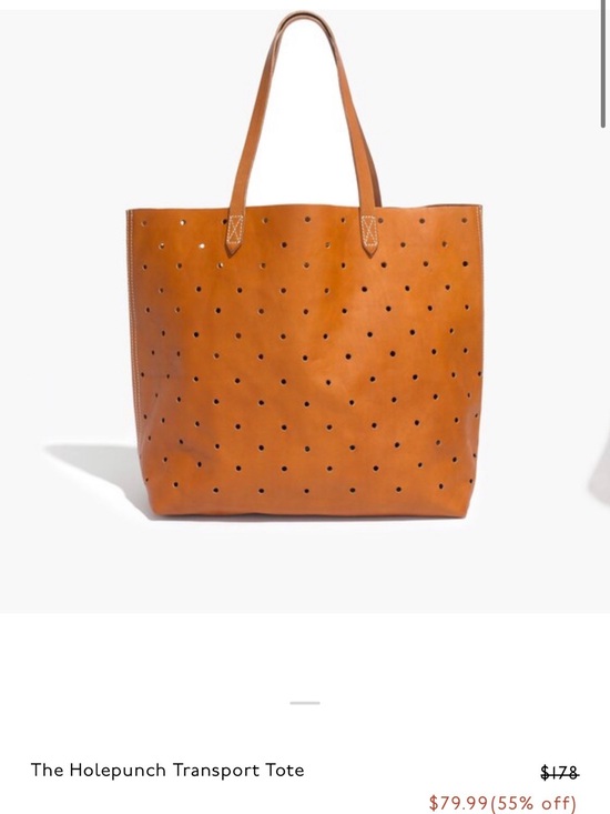 Madewell Handbags - Madewell Perforated Leather Tote in Tan